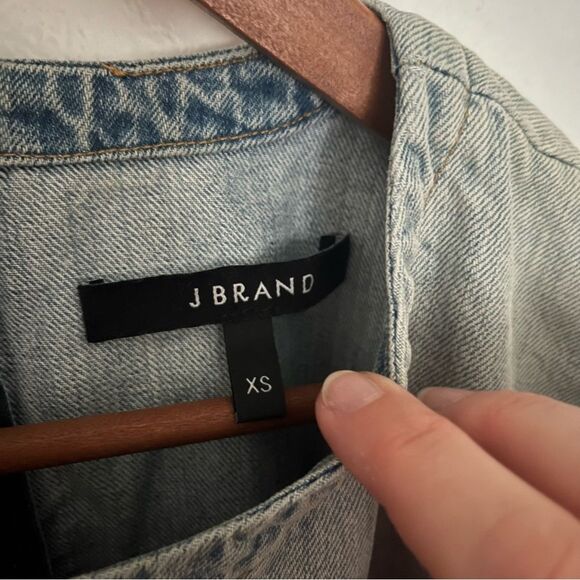 J Brand Dallas Denim Frayed Top - size XS (runs larger) - Picture 3 of 5